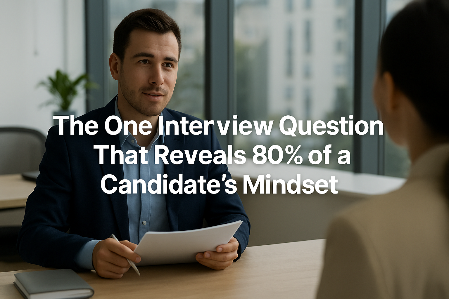 A professional recruiter in a modern Canadian office interviewing a candidate, representing how the right questions reveal a person’s mindset and growth potential.